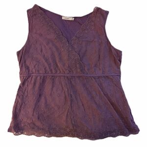 Ricki's Purple Lace Camisole Floral Mesh Wrap Blouse Lilac Wrap Tank Top